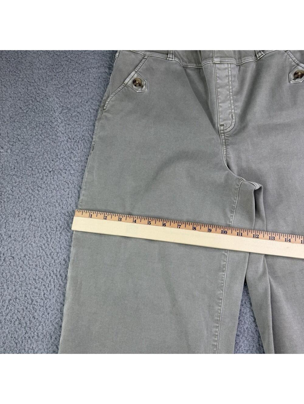 Spanx Green Twill Cropped Wide Leg Pants Women's Large (30x23) High Rise Stretch - Picture 9 of 12